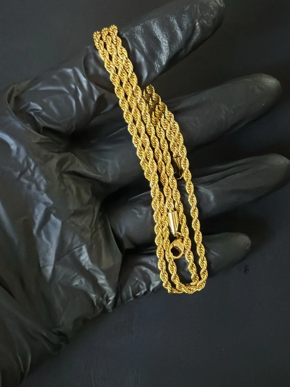 Gold plated rope link chain